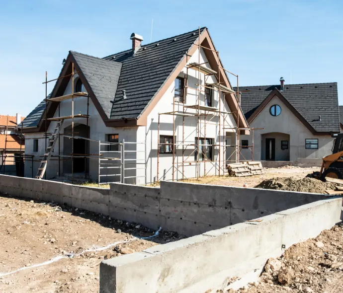 Residential masonry construction with concrete foundation walls by DMG Masonry in Calgary